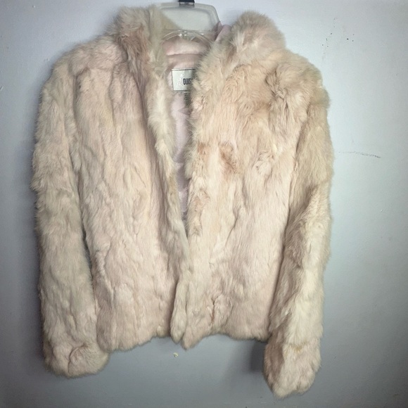Rose pink real rabbit fur hooded jacket - Picture 1 of 3